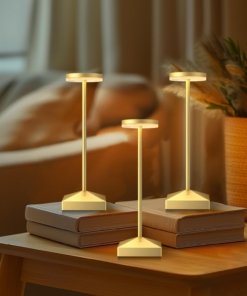 Paquete de 3 lámparas de mesa pequeñas inalámbricas, doradas