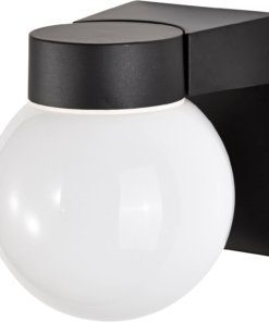Luminaria de exterior tipo globo de aluminio negro