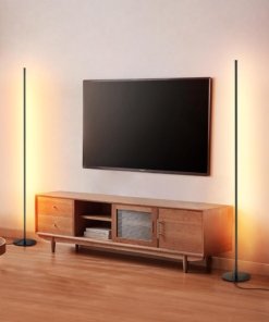 Juego de 2 lámparas de pie LED de esquina, negras