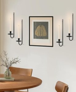 Juego de 4 portavelas de pared negros de metal