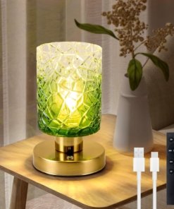Lámpara de mesa moderna con control remoto, verde