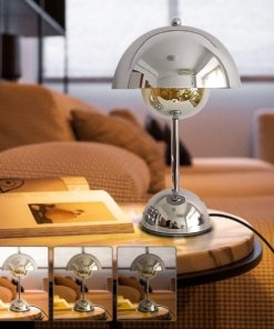 Lámpara de mesa de hongo con control táctil, plateada