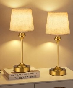 Juego de 2 lámparas de mesa inalámbricas portátiles, doradas