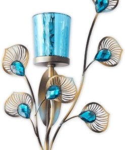 Aplique de pared con plumas de pavo real