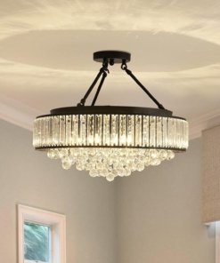 Candil grande moderno negro, 6 luces