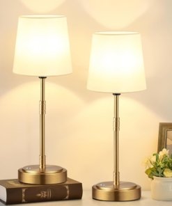 Juego de 2 lámparas de mesa inalámbricas, blancas, modelo E