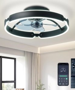 Ventilador de techo negro con luz y control remoto