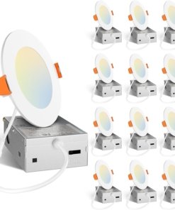 Paquete de 12 luces LED empotrables ultradelgadas regulables, 10 cm