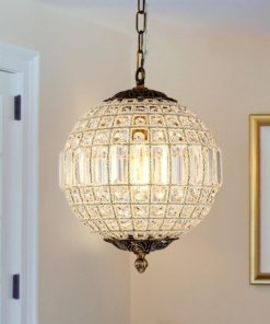 Candil antiguo de cristal en forma de globo, bronce, 30 cm