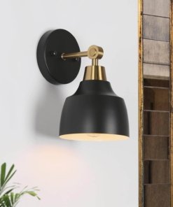 Aplique de pared moderno negro y dorado