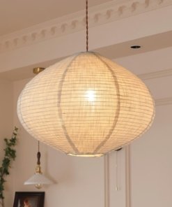 Pantalla de tela beige para lámpara colgante, 40 cm