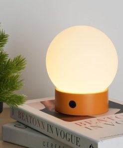 Lámpara de mesa inalámbrica pequeña recargable, blanca