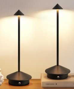 Juego de 2 lámparas de mesa modernas inalámbricas, negras