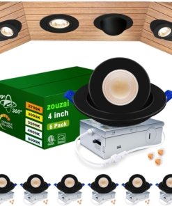 Paquete de 6 luces LED empotrables dirigibles de 10 cm, negras