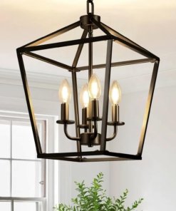 Candil moderno negro para comedor, 4 luces
