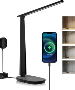 Lámpara de escritorio LED de luz natural, negra