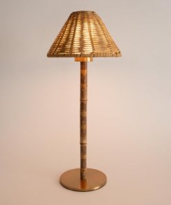 Lámpara de mesa LED de bambú inalámbrica, modelo B
