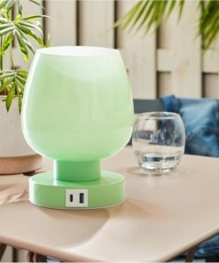 Lámpara táctil de buró con carga USB, verde