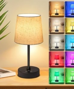 Lámpara de mesa pequeña inalámbrica, lino