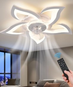 Ventilador de techo geométrico de 66 cm con luz