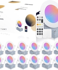 Paquete de 12 luces empotrables inteligentes RGB, modelo B