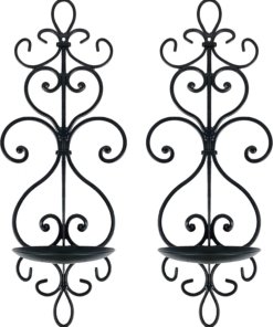 Juego de 2 portavelas de pared de metal