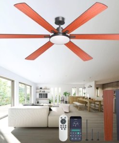 Ventilador de techo de 203 cm con luz y control, acabado madera