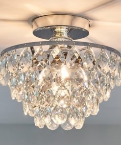 Mini candil semiempotrado de cristal plateado, E26