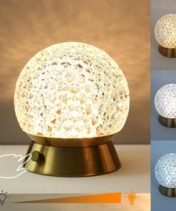 Lámpara de mesa inalámbrica recargable de cristal, modelo C