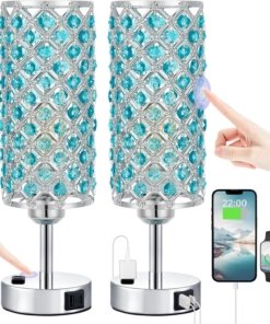 Juego de 2 lámparas de cristal azul táctiles