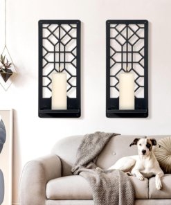 Juego de 2 piezas de arte de pared de metal negro