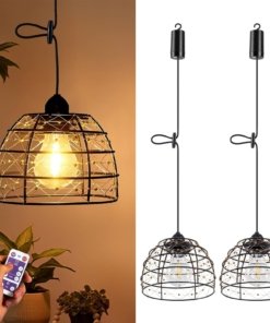 Candil colgante de exterior a pilas, negro, estilo art déco
