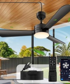 Ventilador de techo LED de 91 cm, negro