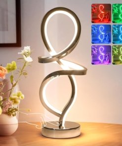 Lámpara de mesa LED en espiral RGB, blanca