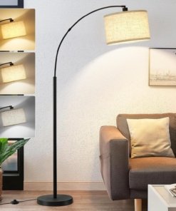 Lámpara de pie de arco de 180 cm para sala, beige