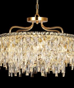 Candil de cristal dorado para comedor, 8 luces