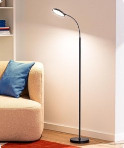 Lámpara de pie LED de 1300 lúmenes para lectura, negra