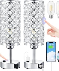 Juego de 2 lámparas de cristal táctiles, transparentes