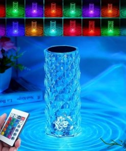 Lámpara de mesa de cristal táctil y control, 16 colores