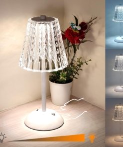 Lámpara de mesa inalámbrica recargable de cristal, modelo B