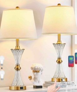 Juego de 2 lámparas de mesa de cristal táctiles de 3 intensidades