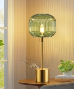 Lámpara de mesa de vidrio verde para sala