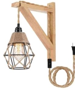 Lámpara colgante de pared rústica de diseño natural