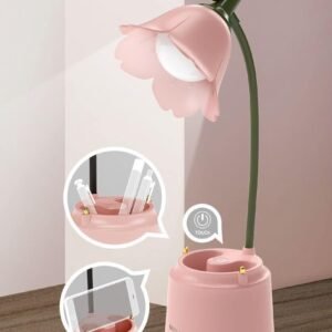 KoudHug Lámpara de escritorio rosa, LED recargable con carga