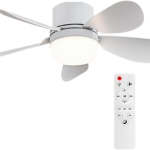 ASALL Ventilador de toma con luz y control remoto, ventilado