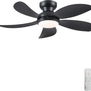 PHORUS Ventiladores de techo negros de perfil bajo de 42 pul