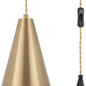 Lámpara colgante dorada con enchufe, luces colgantes con cab