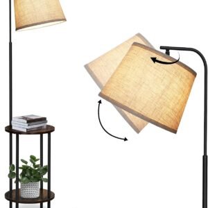 DEWENWILS Lámpara de pie con mesa adjunta, mesita de noche e