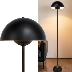 Coucrek Lámpara de pie negra para sala de estar, lámpara de