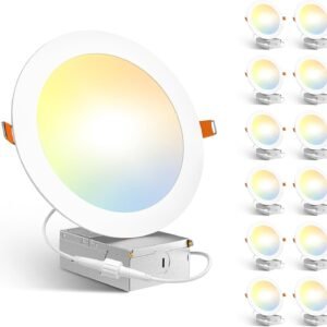 Amico 12 Pack 7 Inch 5CCT Ultra-Thin LED Recessed Can/Ceilin